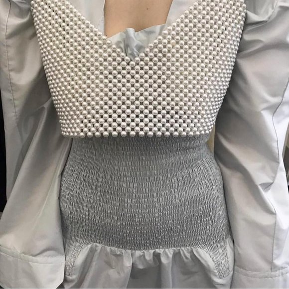 BEVZA Faux Pearl Crop Top XS - Picture 1 of 6